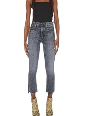 Mother women’s jeans straight leg high rise size 26 gray insider crop step fray